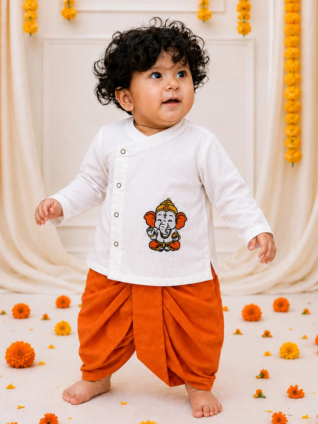BownBee Embroidery Dhoti Kurta & Ethnic Suit  Sibling Set