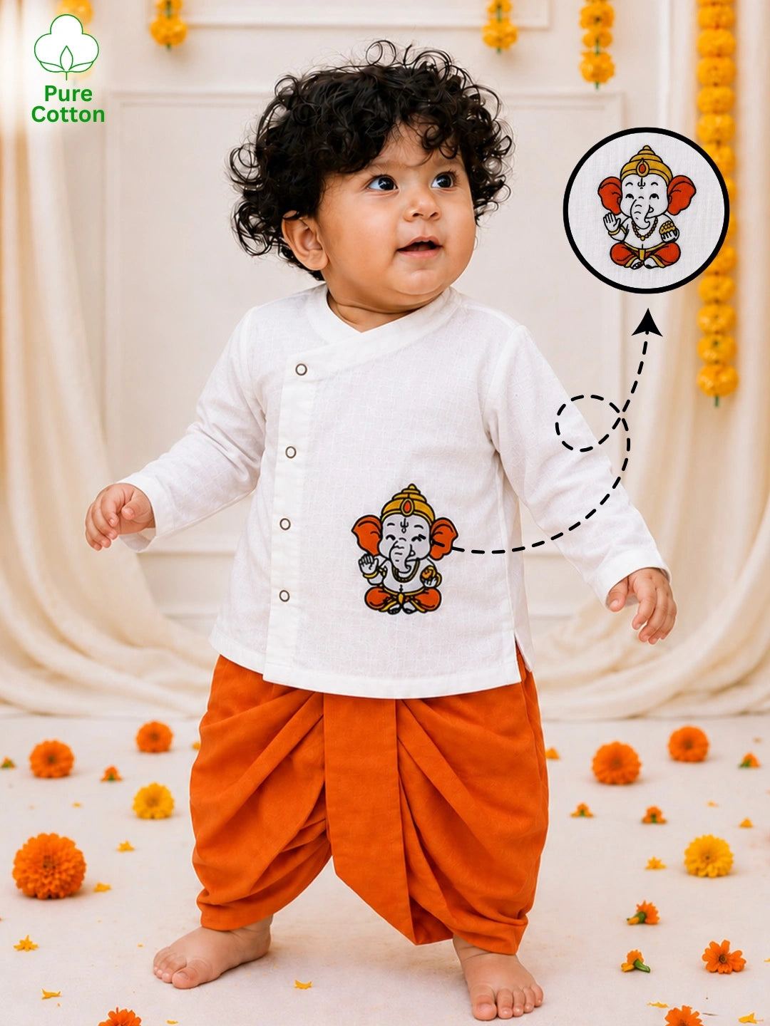 Bownbee Embroidered Kurta with Dhoti For Infant Boys