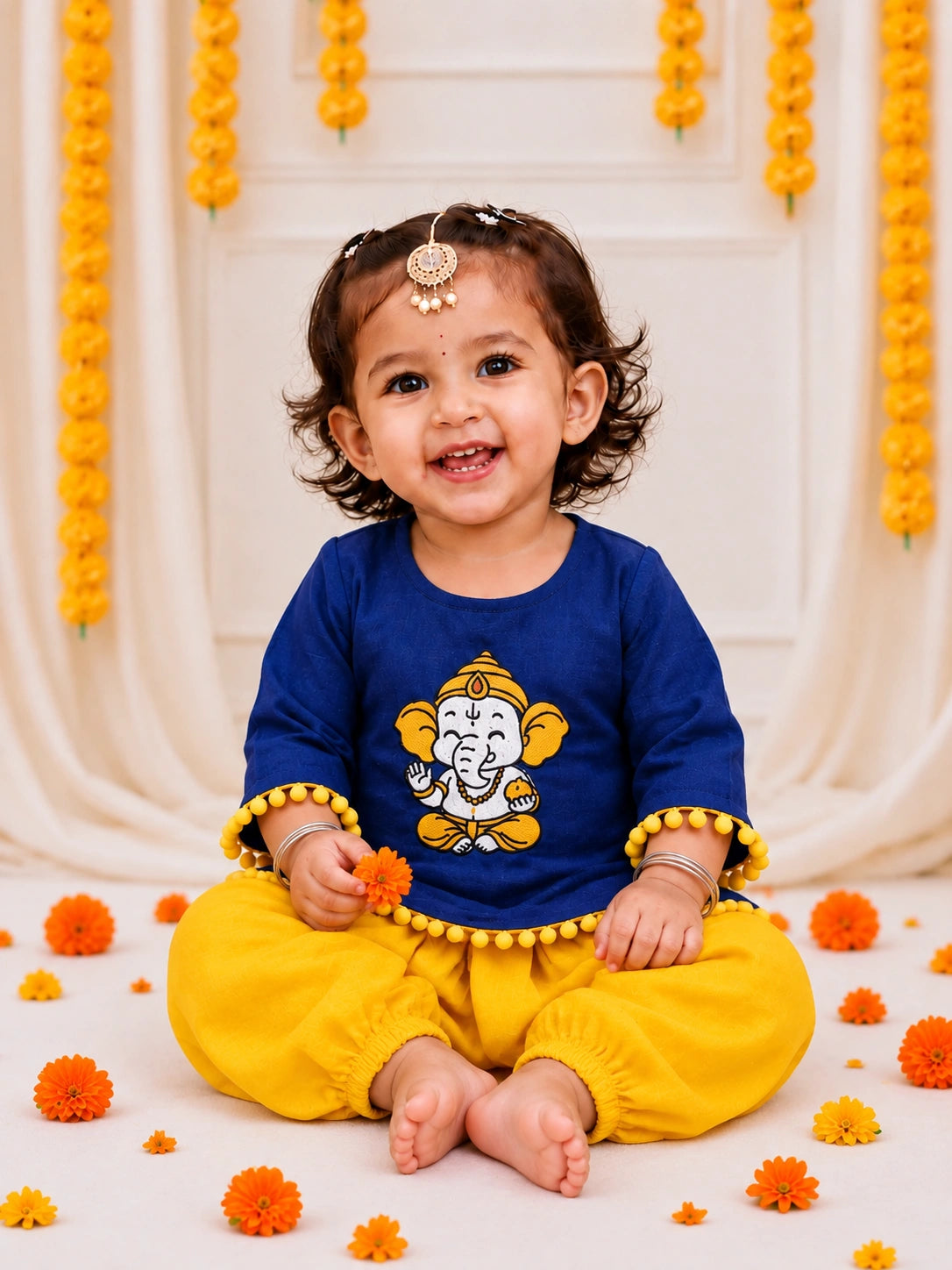 Bownbee Embroidered Kurti with Harem For Infant Girls