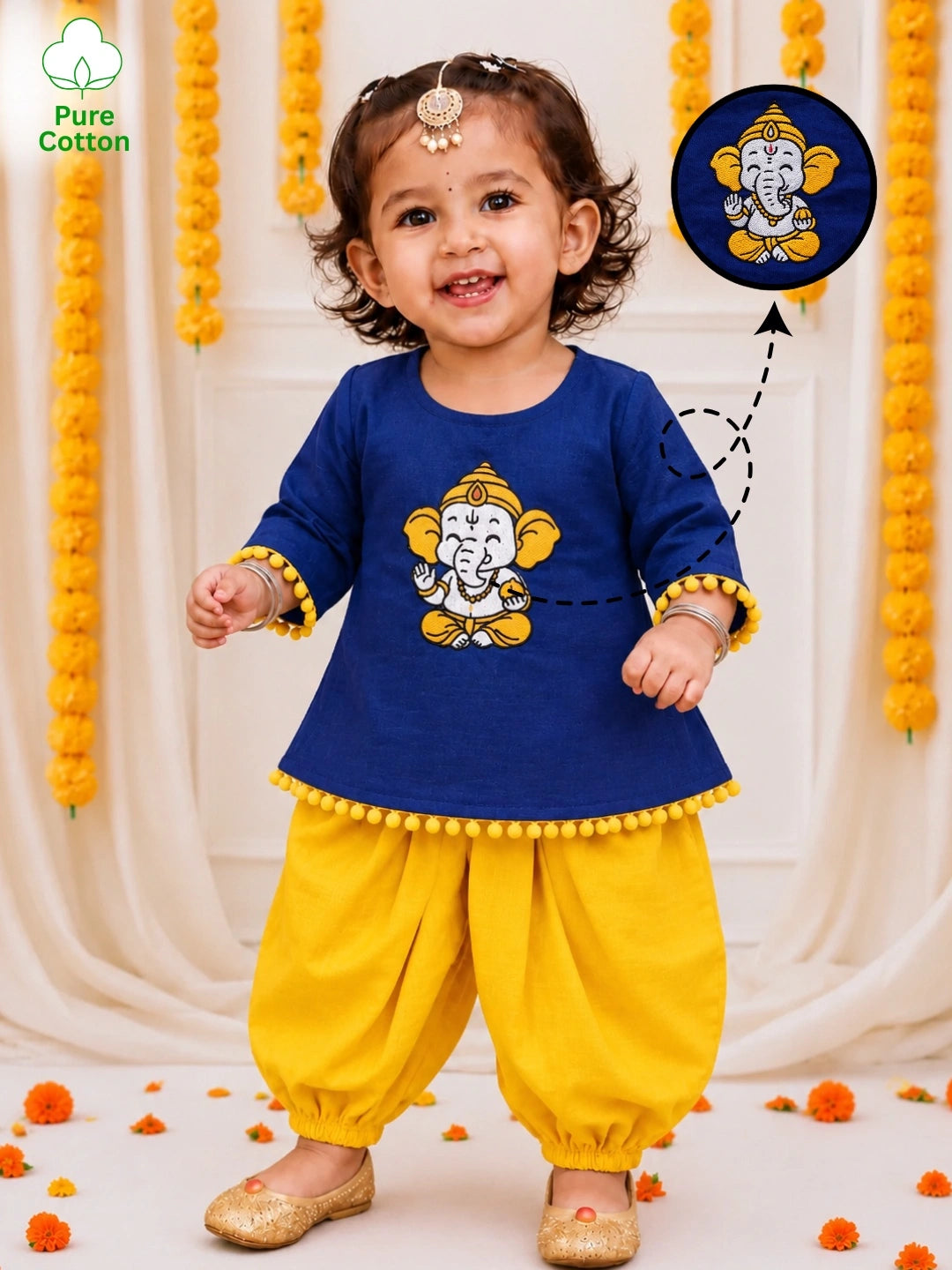 Bownbee Embroidered Kurti with Harem For Infant Girls