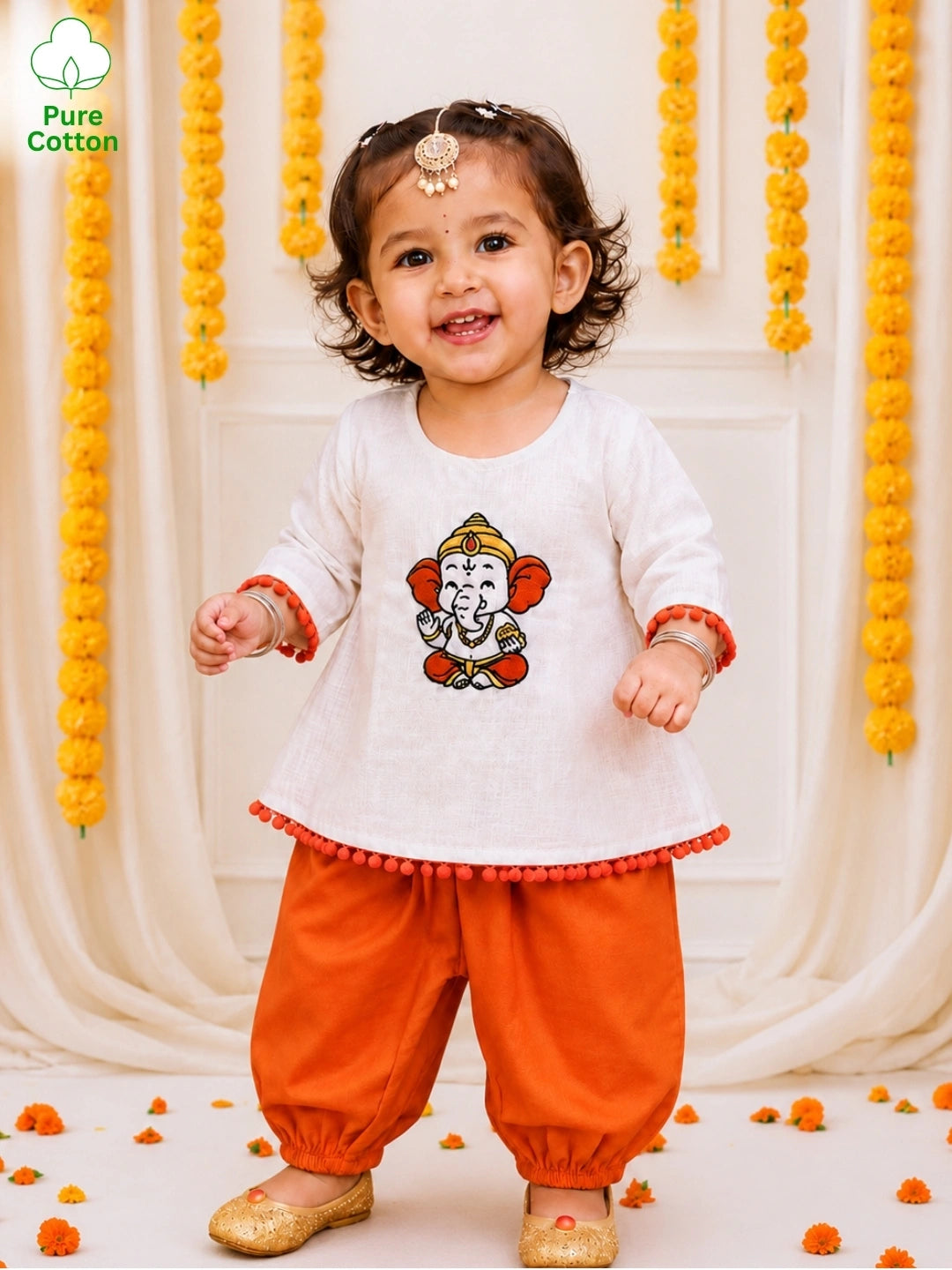 Bownbee Embroidered Kurti with Harem For Infant Girls