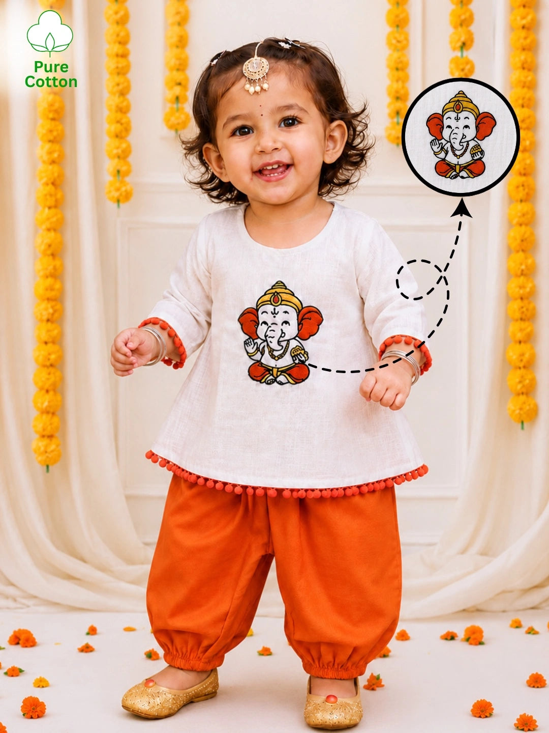 Bownbee Embroidered Kurti with Harem For Infant Girls