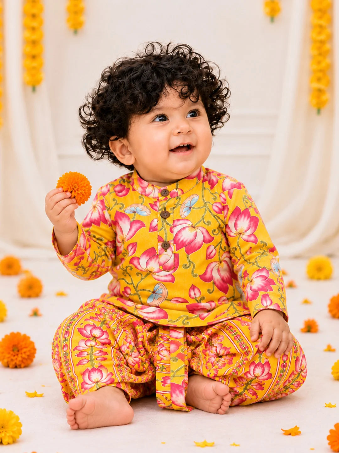 BownBee Pure Cotton Dhoti Kurta Set For Infant Boys