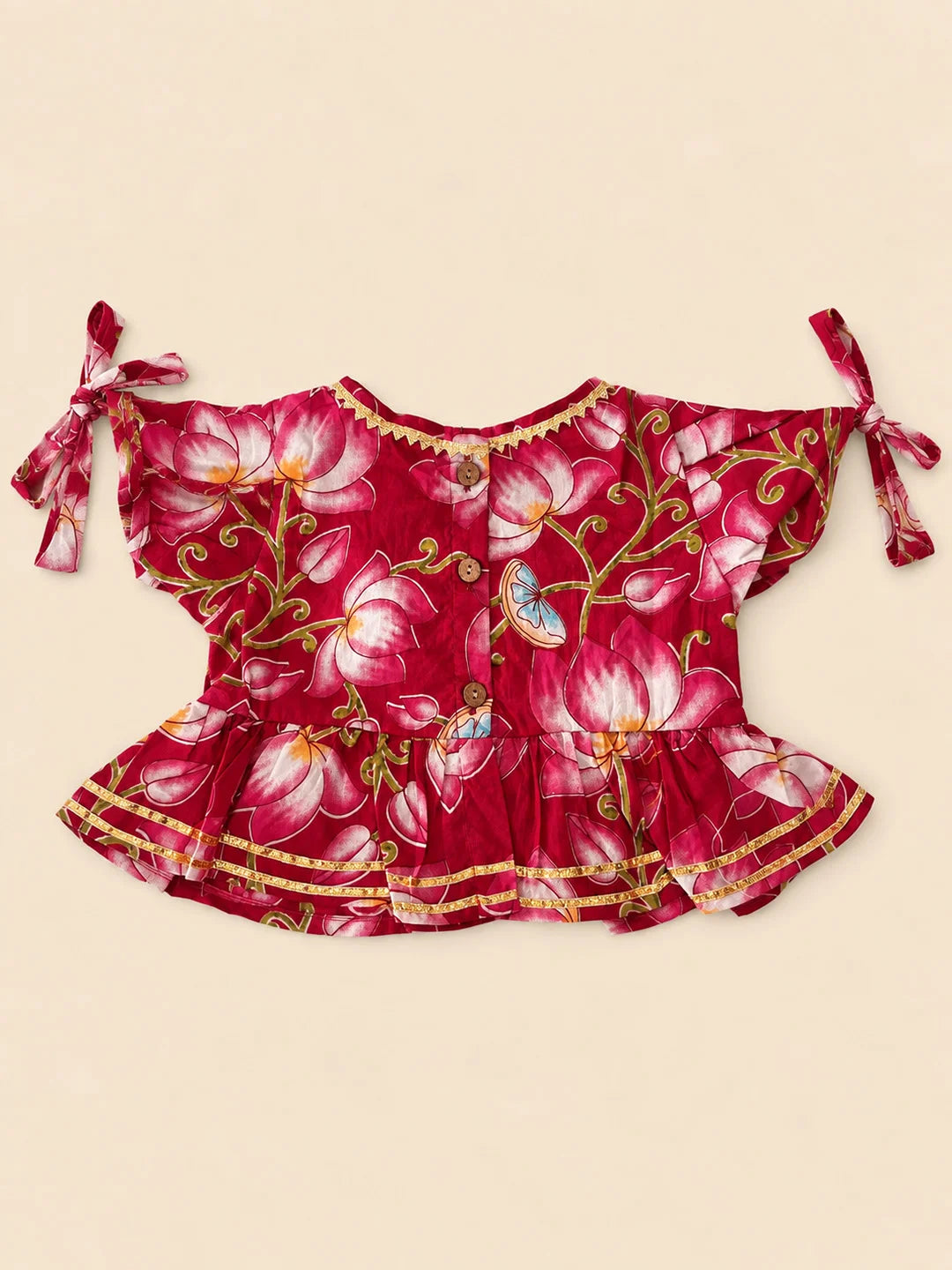 BownBee Pure Cotton Back Open Choli With Lehenga For Infant Girls