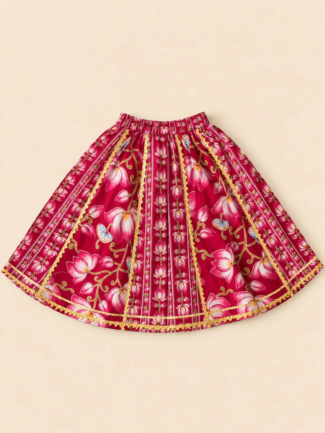 BownBee Pure Cotton Back Open Choli With Lehenga For Infant Girls