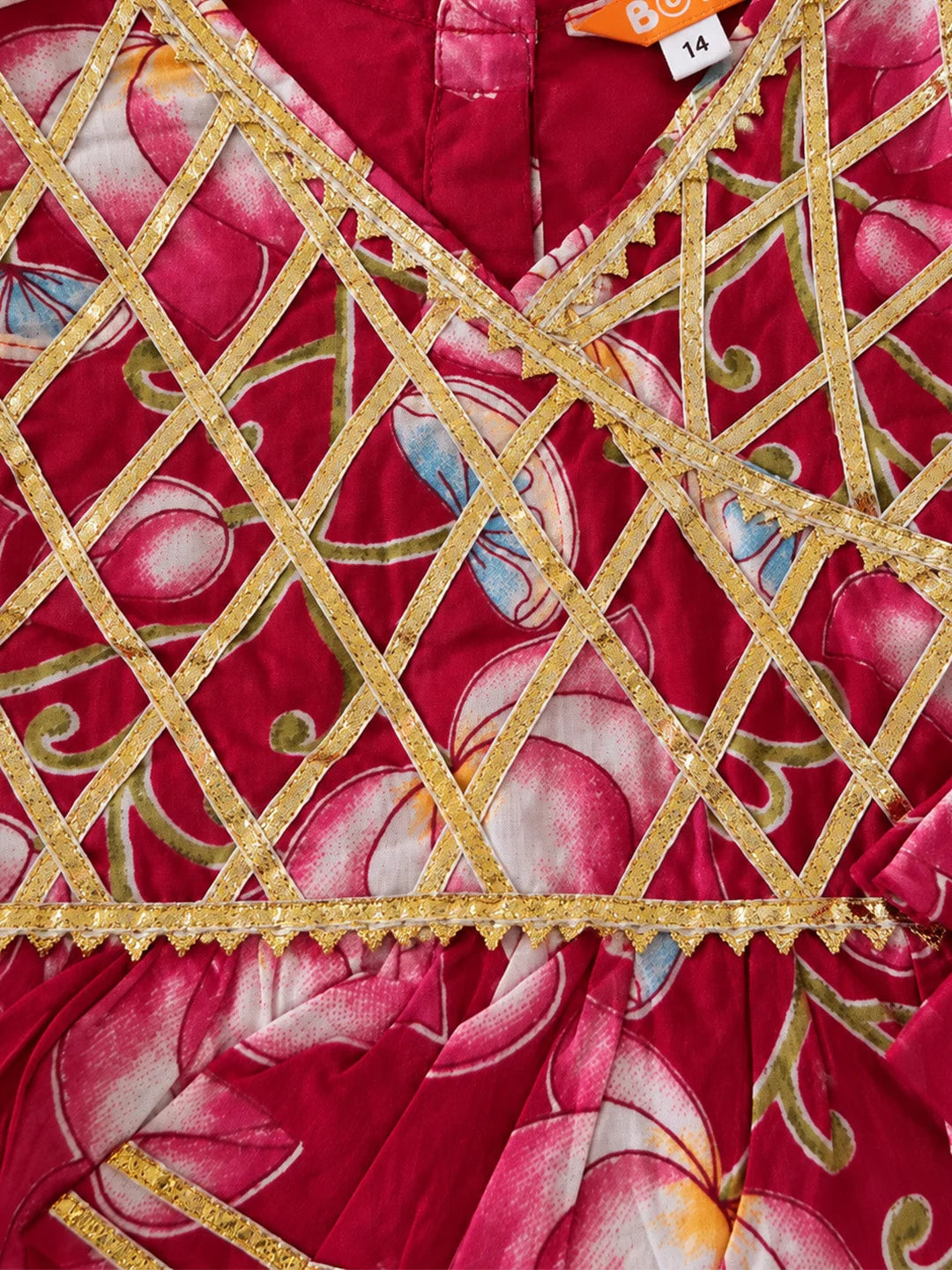 BownBee Pure Cotton Back Open Choli With Lehenga For Infant Girls