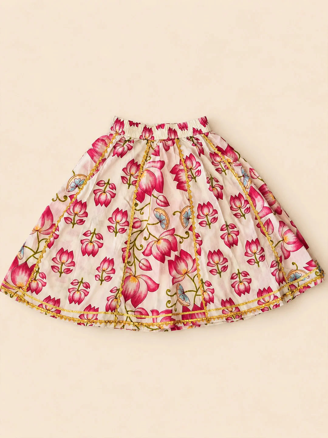 BownBee Pure Cotton Back Open Choli With Lehenga For Infant Girls