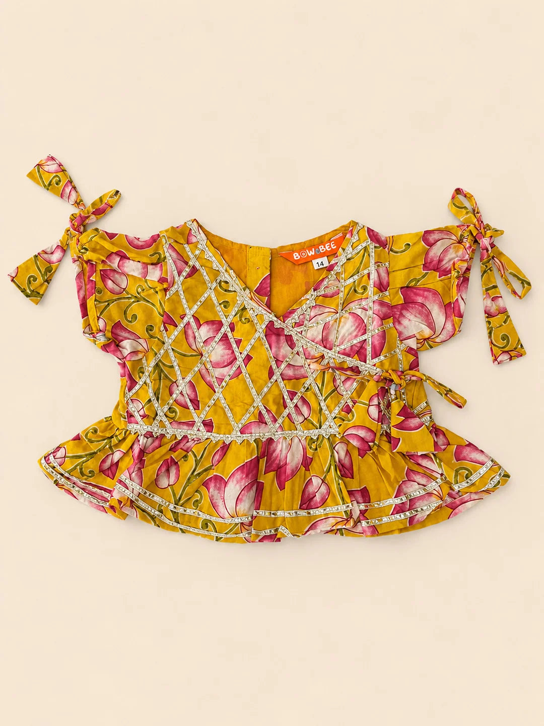 BownBee Pure Cotton Printed Dhoti Kurta & Lehenga Choli Infant Sibling Set
