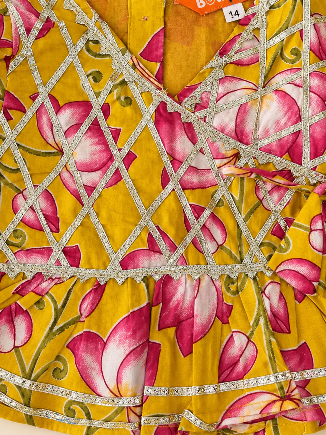 BownBee Pure Cotton Back Open Choli With Lehenga For Infant Girls