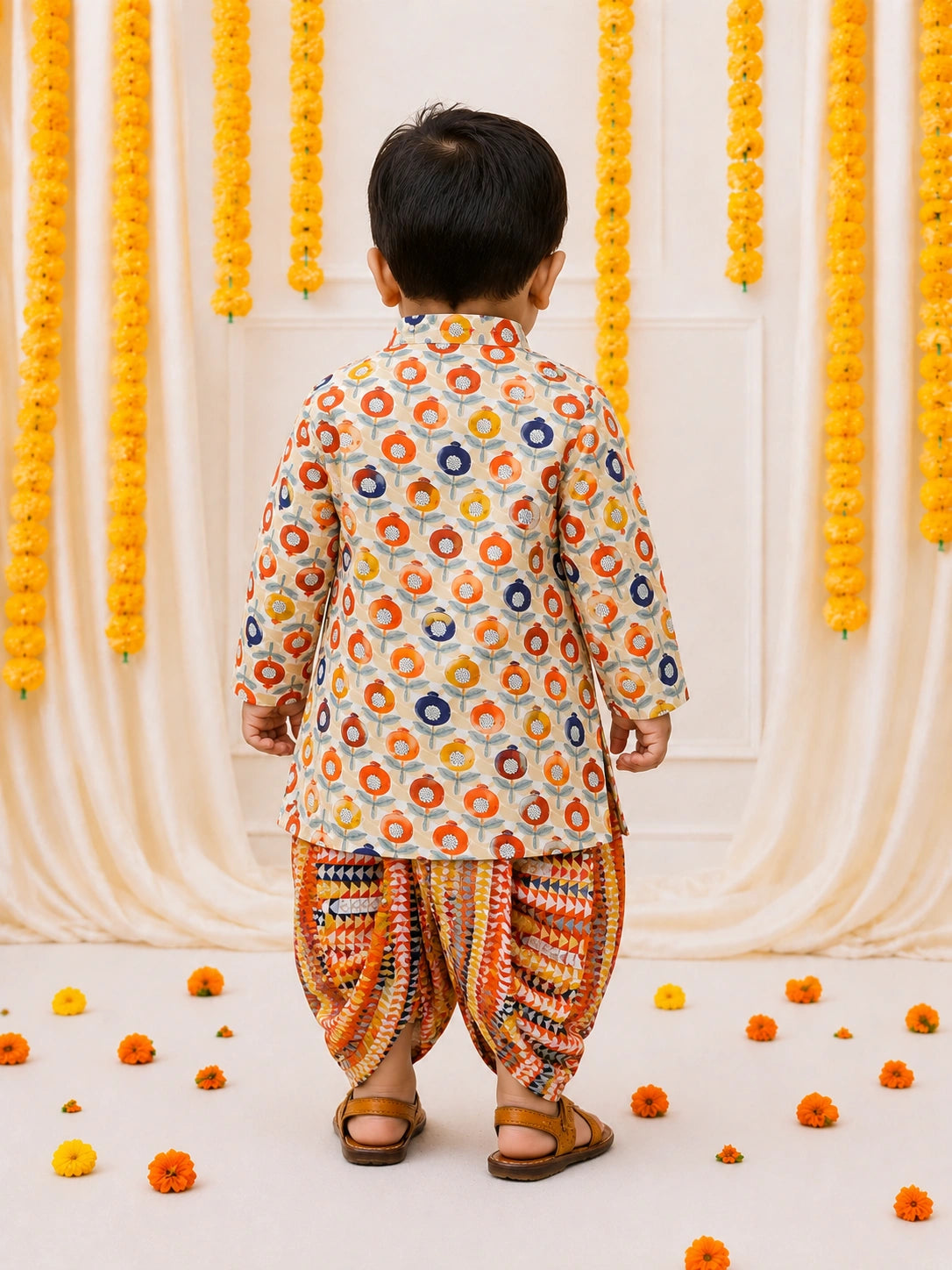BownBee Pure Cotton Dhoti Kurta Set For Infant Boys