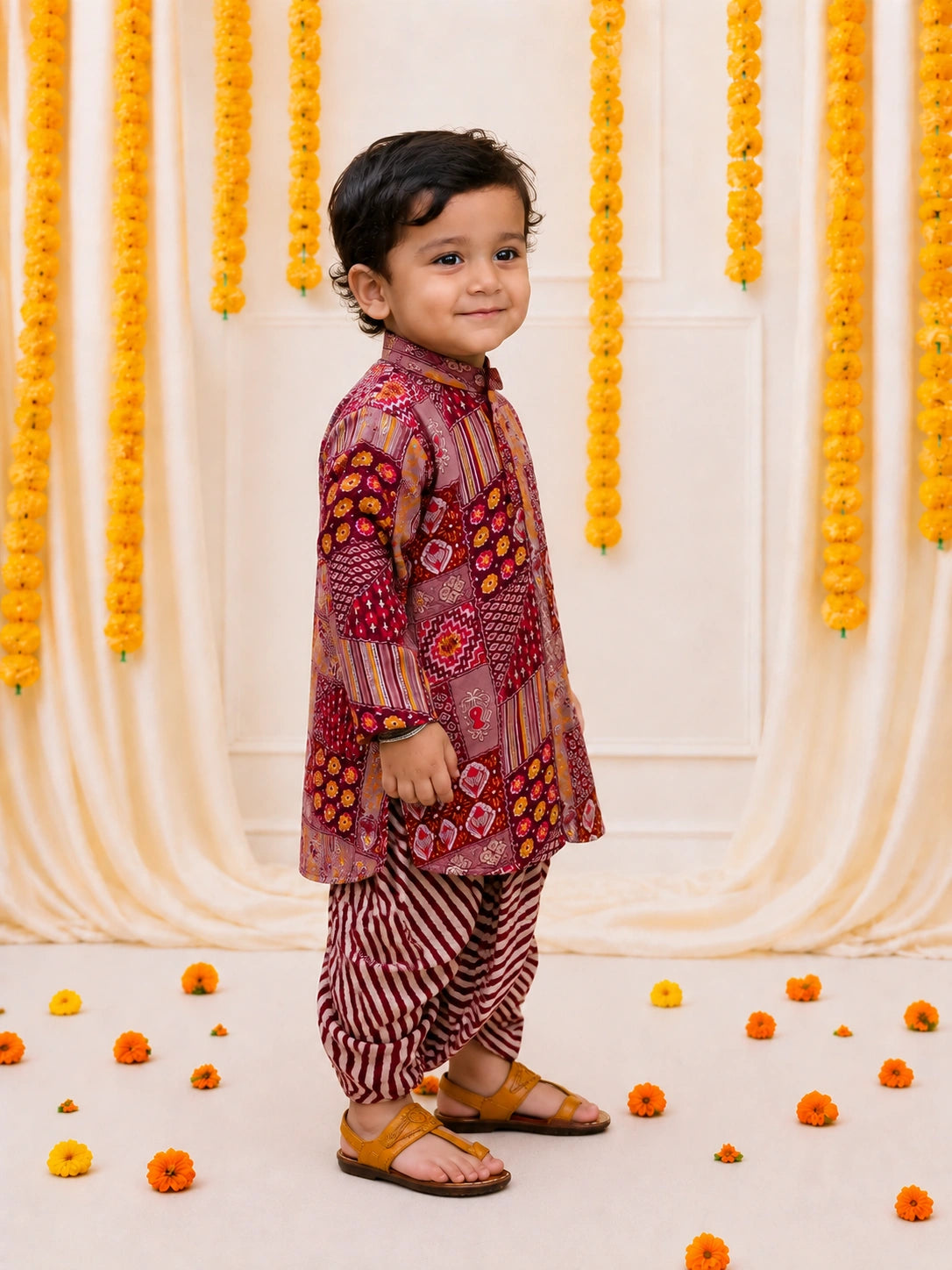 BownBee Pure Cotton Dhoti Kurta Set For Infant Boys