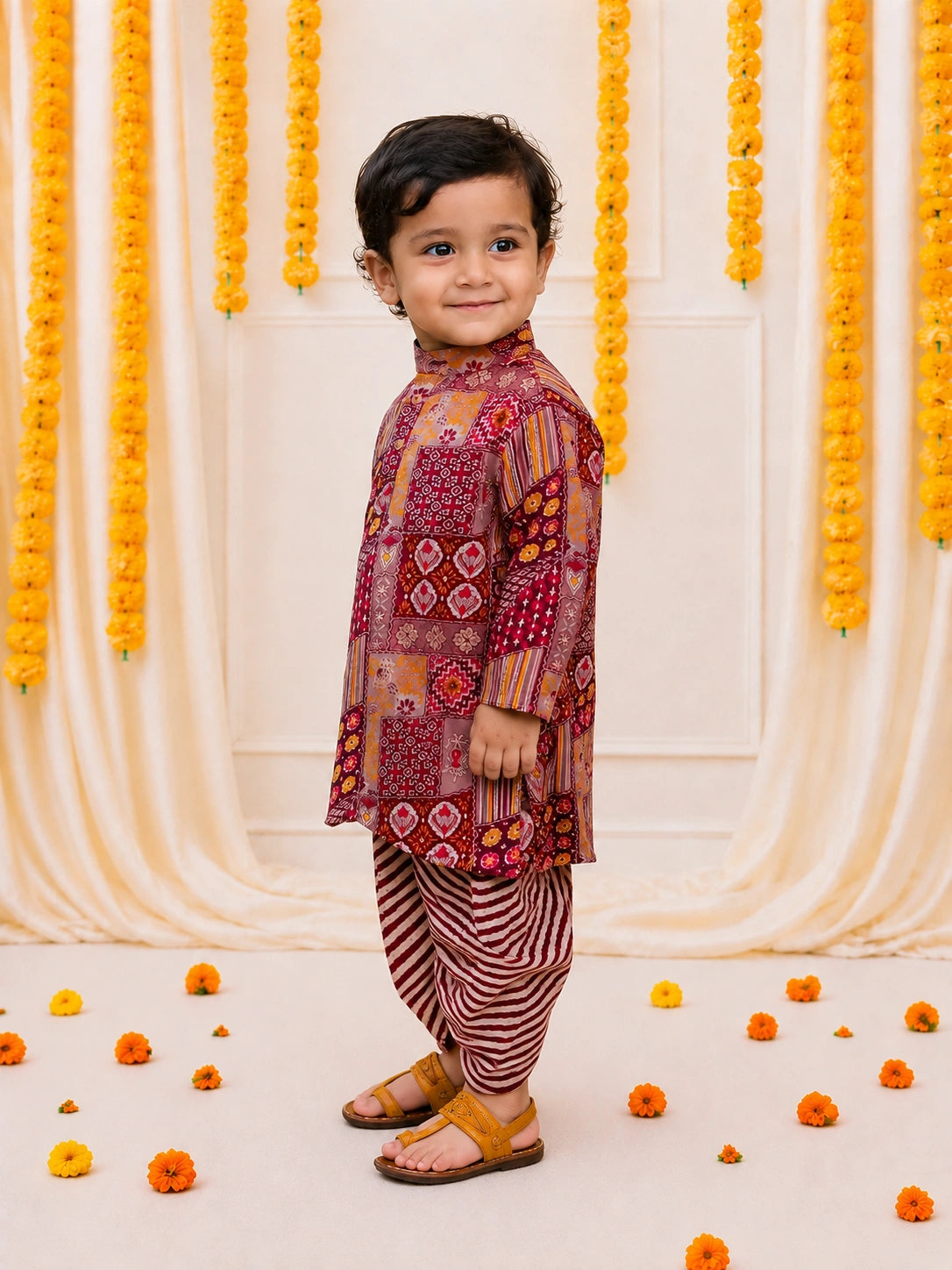 BownBee Pure Cotton Dhoti Kurta Set For Infant Boys
