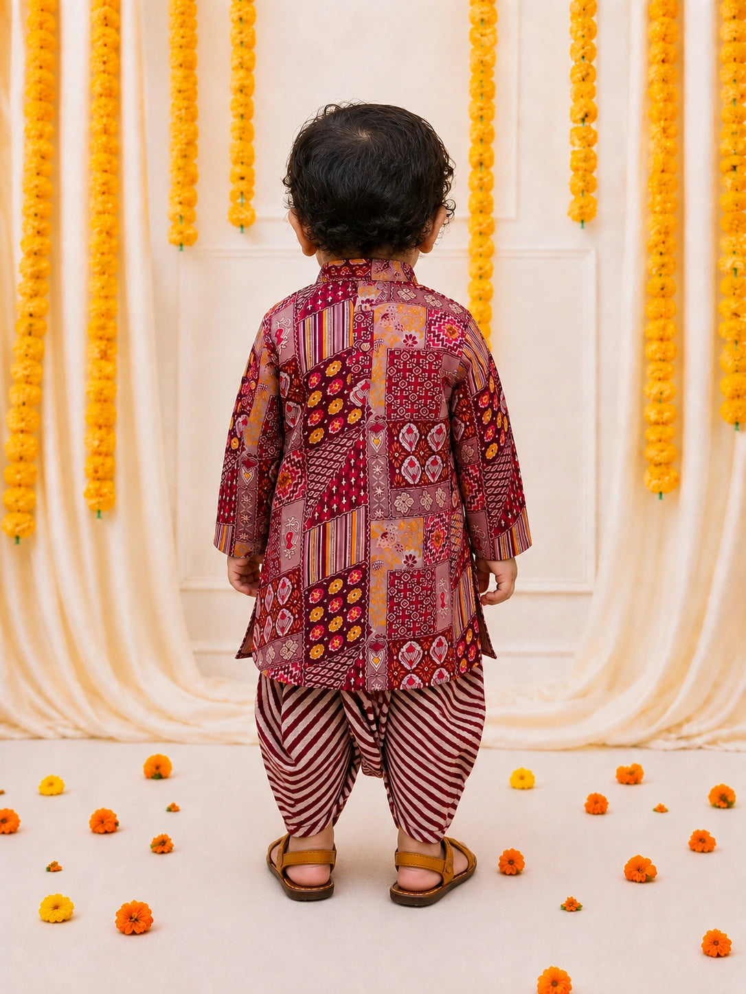 BownBee Pure Cotton Dhoti Kurta Set For Infant Boys