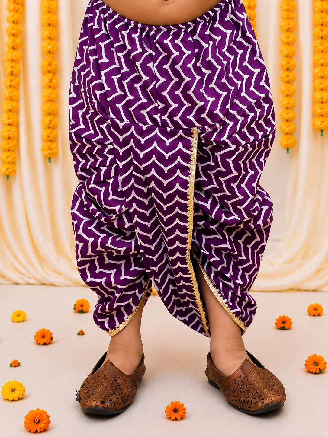 BownBee Pure Cotton Elephant Printed Dhoti Kurta For Infant Boys