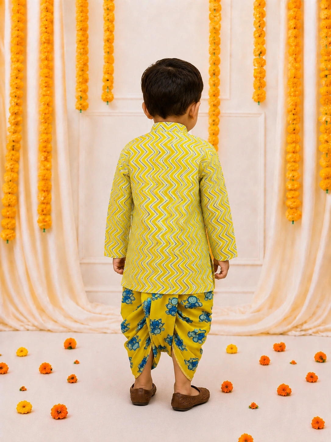 BownBee Pure Cotton  Elephant Printed Dhoti Kurta For Infant Boys (Copy)