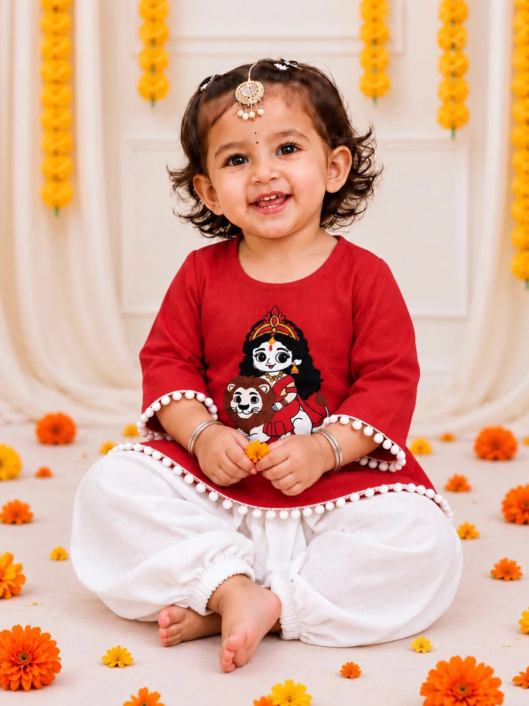 Bownbee Embroidered Kurti with Harem For Infant Girls