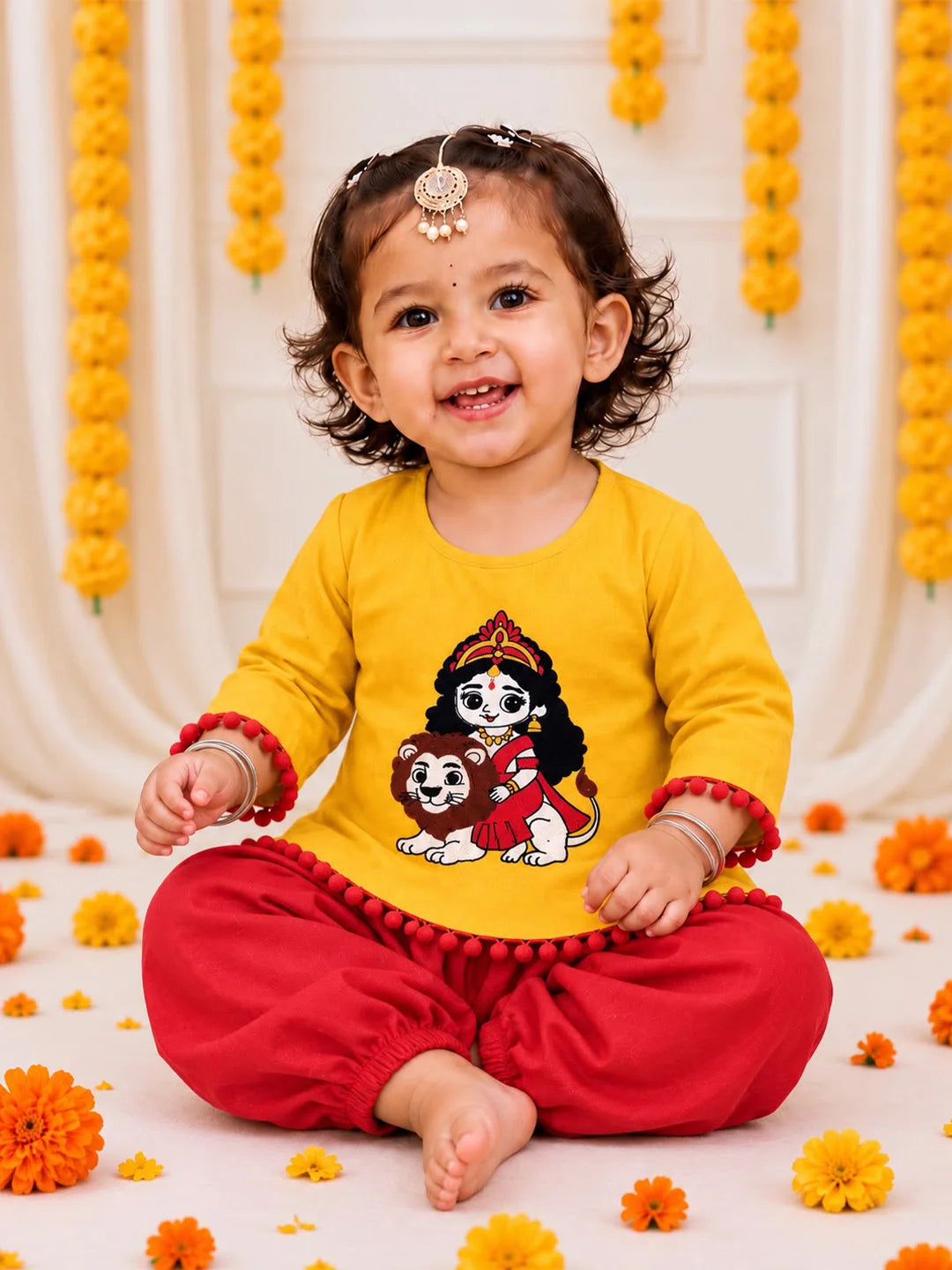 Bownbee Embroidered Kurti with Harem For Infant Girls