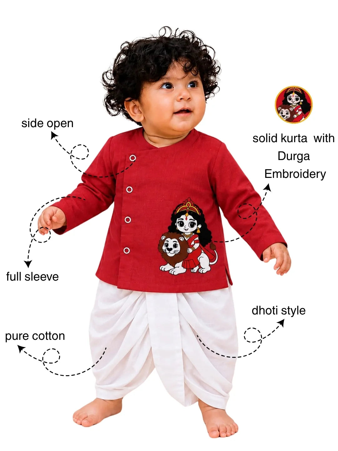 Bownbee Embroidered Kurta with Dhoti For Infant Boys