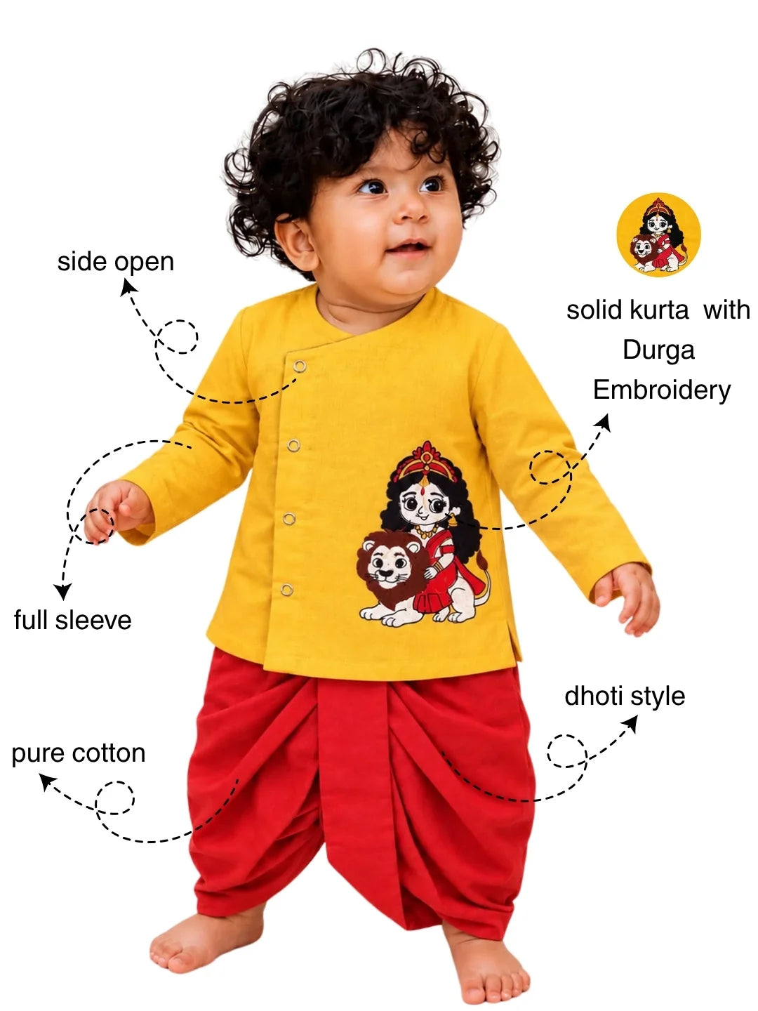 Bownbee Embroidered Kurta with Dhoti For Infant Boys