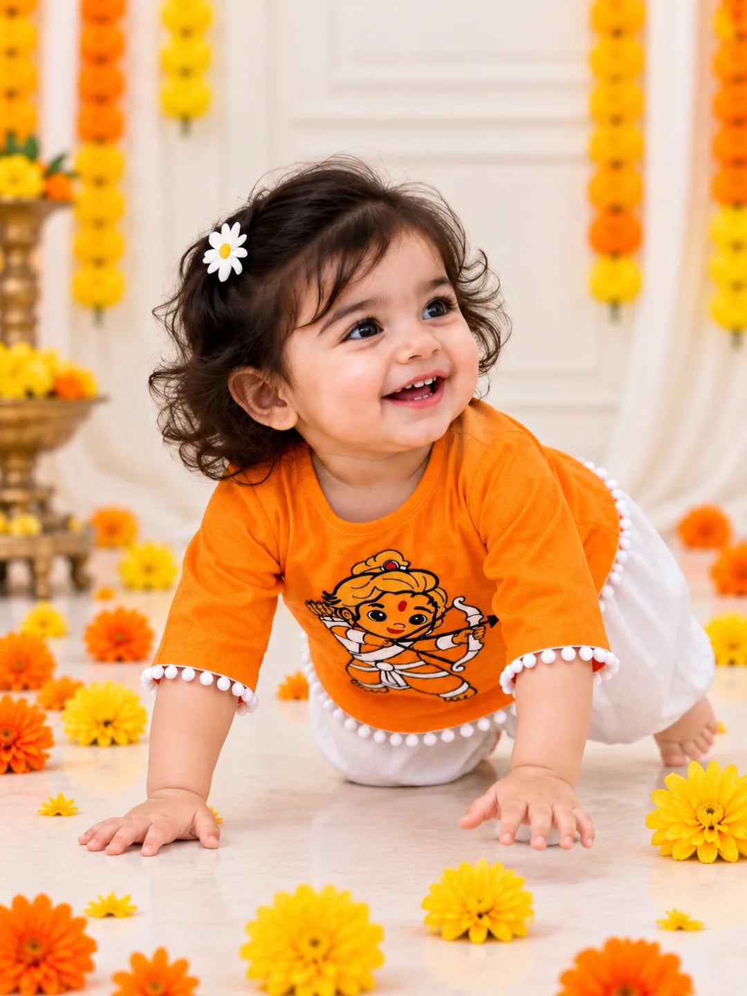 Bownbee Embroidered Kurti with Harem For Infant Girls