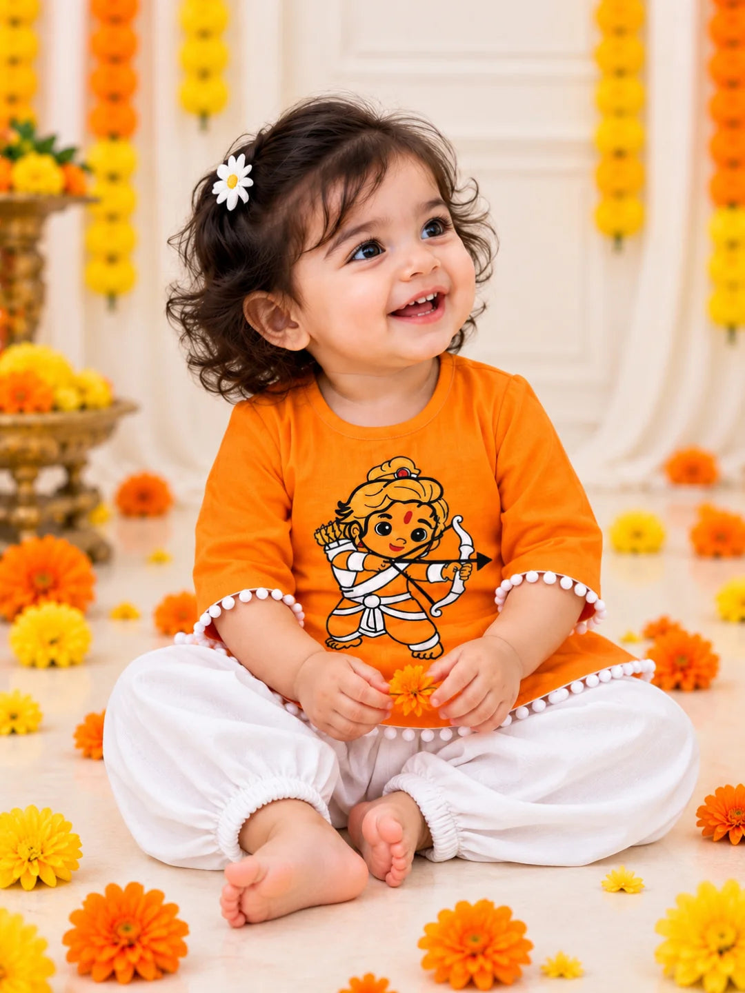 Bownbee Embroidered Kurti with Harem For Infant Girls