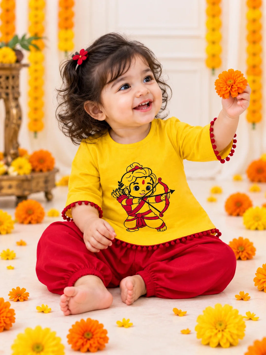 Bownbee Embroidered Kurti with Harem For Infant Girls
