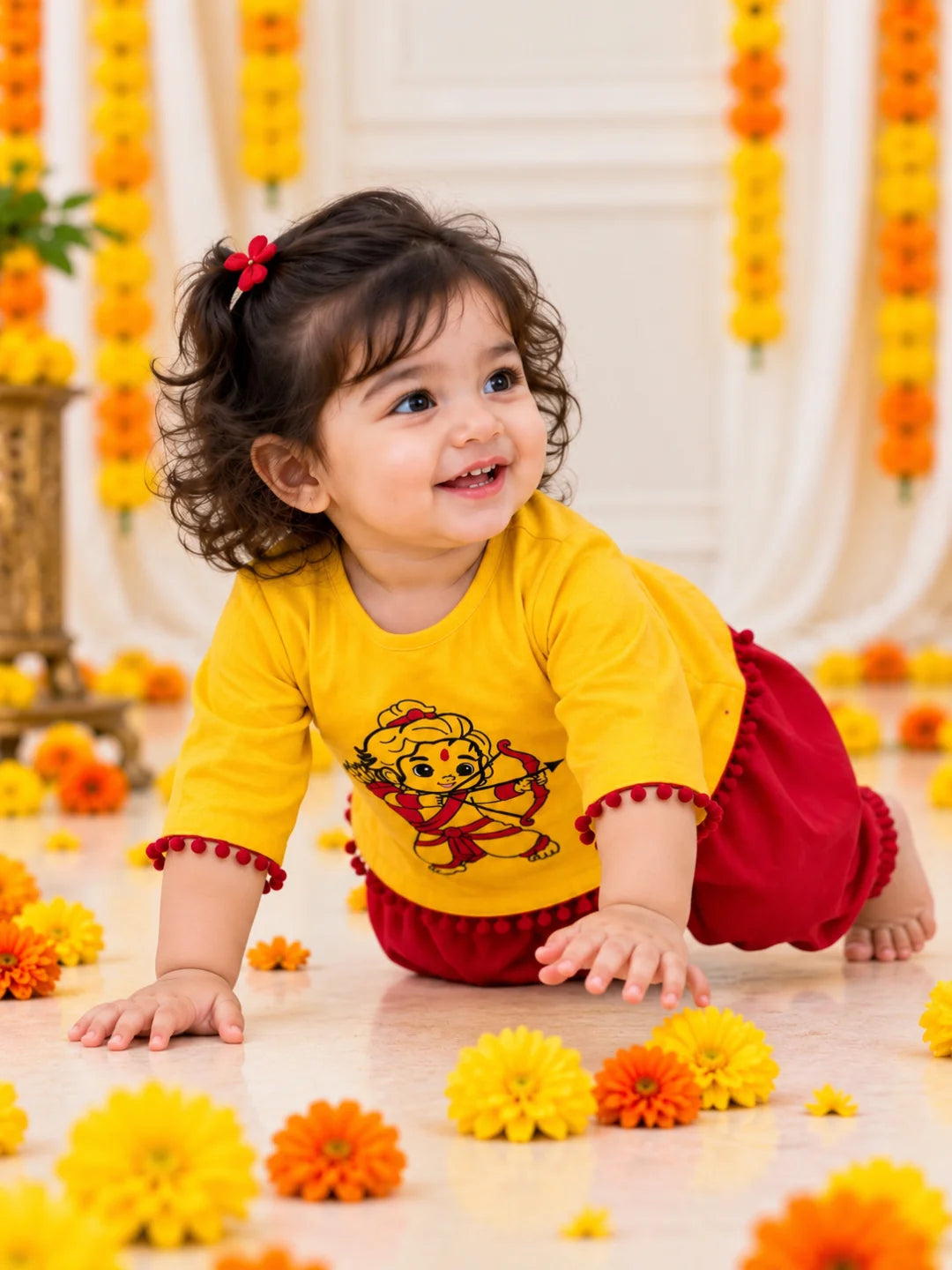 Bownbee Embroidered Kurti with Harem For Infant Girls
