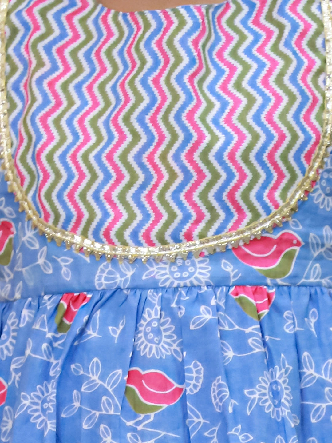 BownBee Short Sleeves Kurti With Dhoti Set For Girls - Blue