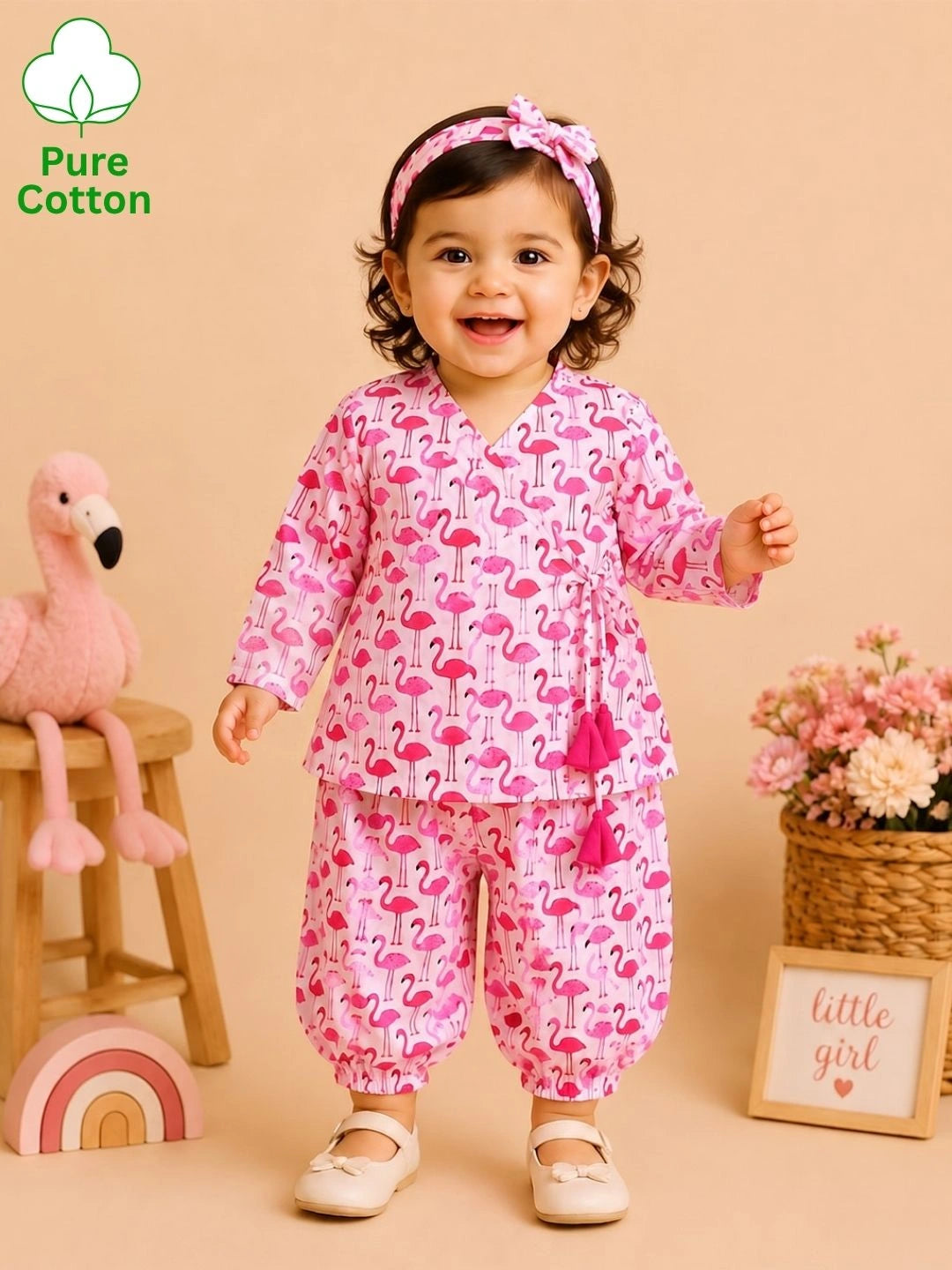 BownBee Full Sleeve Jhabla & Harem With Hairband For Girls