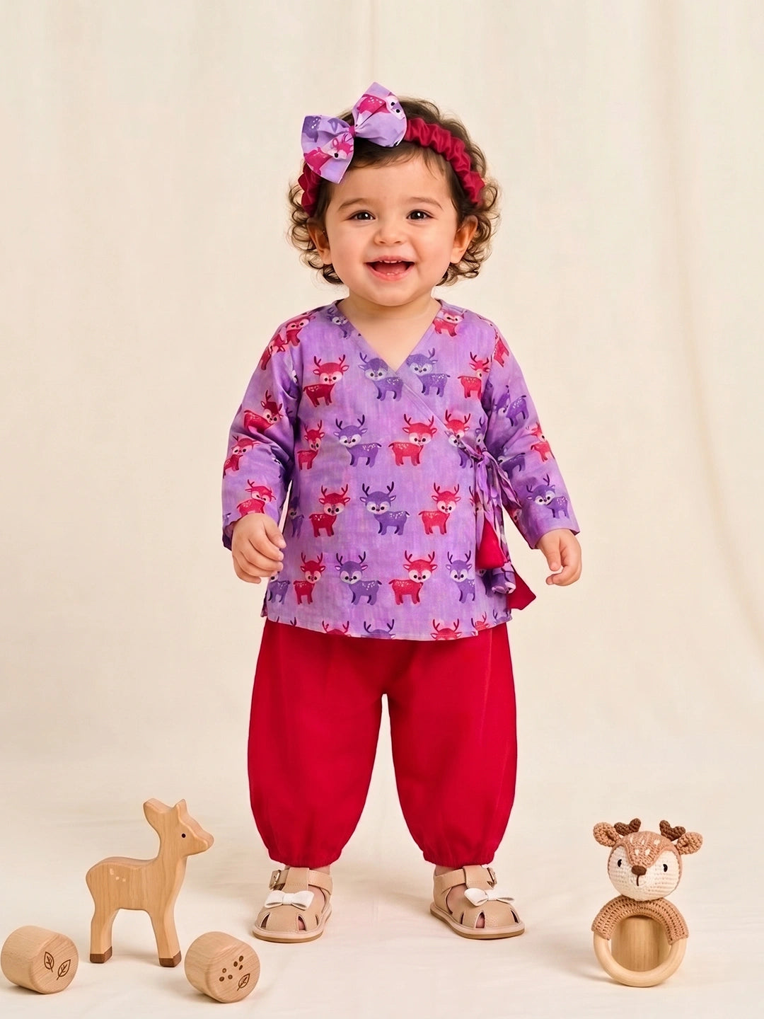 BownBee Full Sleeve Jhabla & Harem With Hairband For Girls