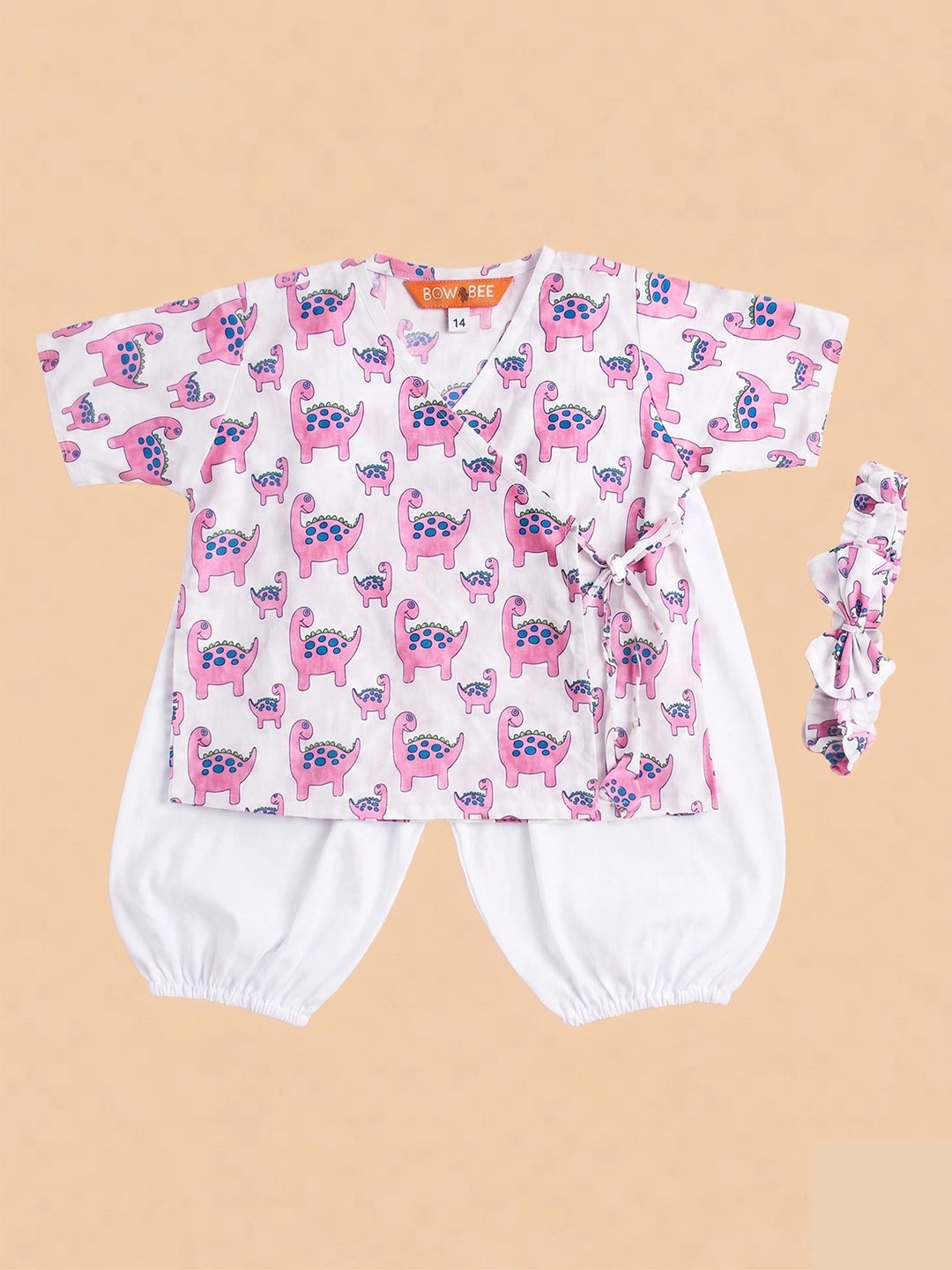 BownBee Half Sleeve Jhabla & Harem With Hairband For Girls