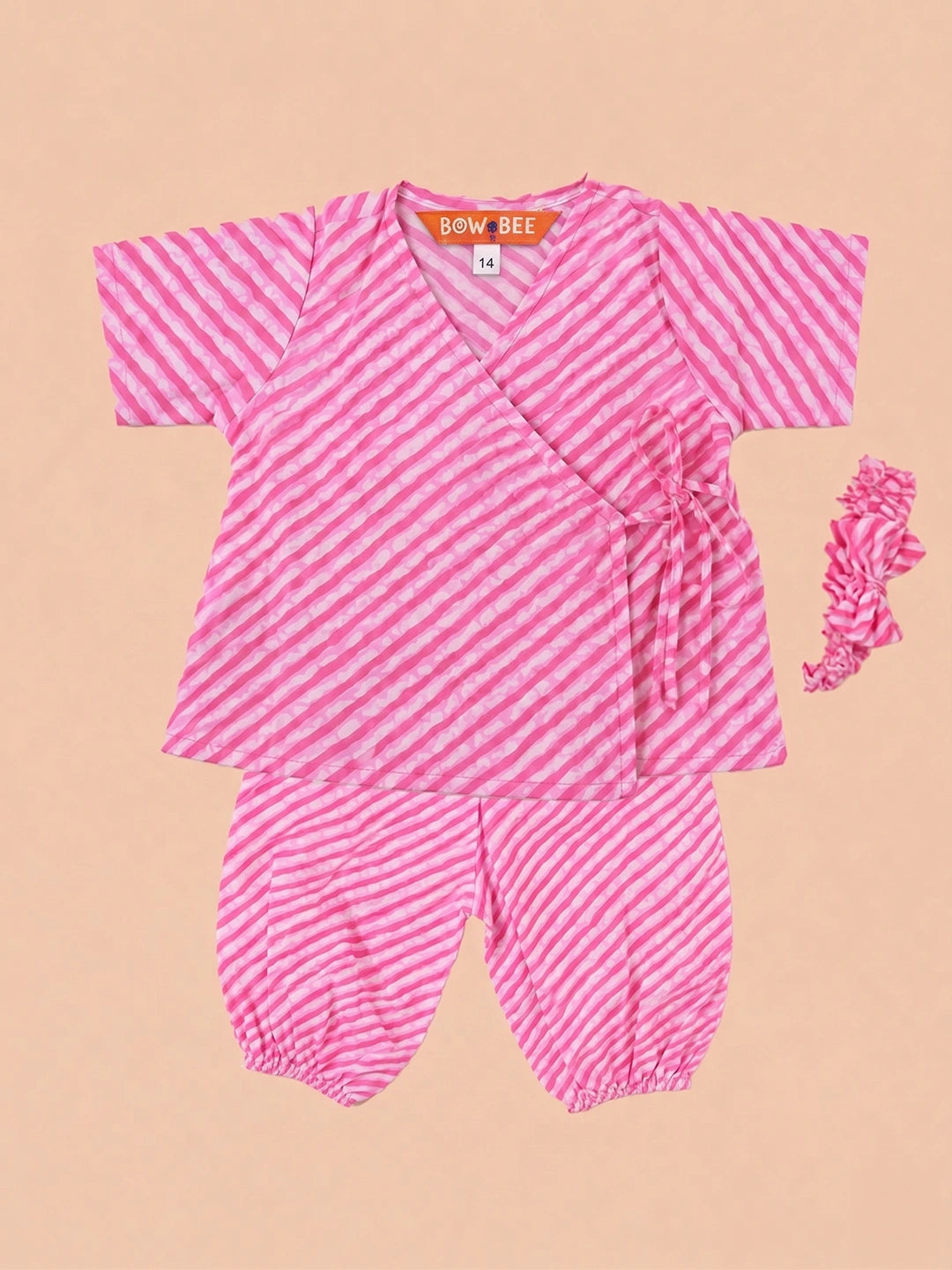 BownBee Half Sleeve Jhabla & Harem With Hairband For Girls