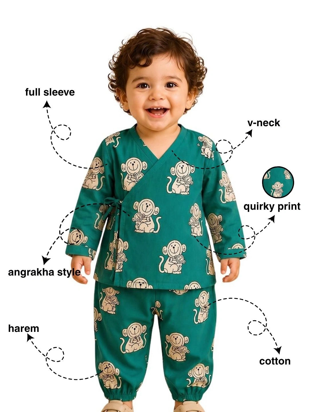 BownBee Full Sleeve Jhabla & Harem For Boys