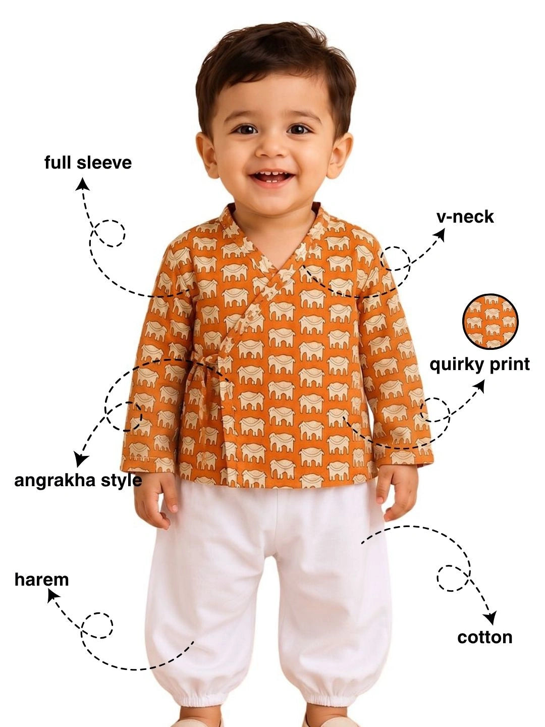 BownBee Full Sleeve Jhabla & Harem For Boys