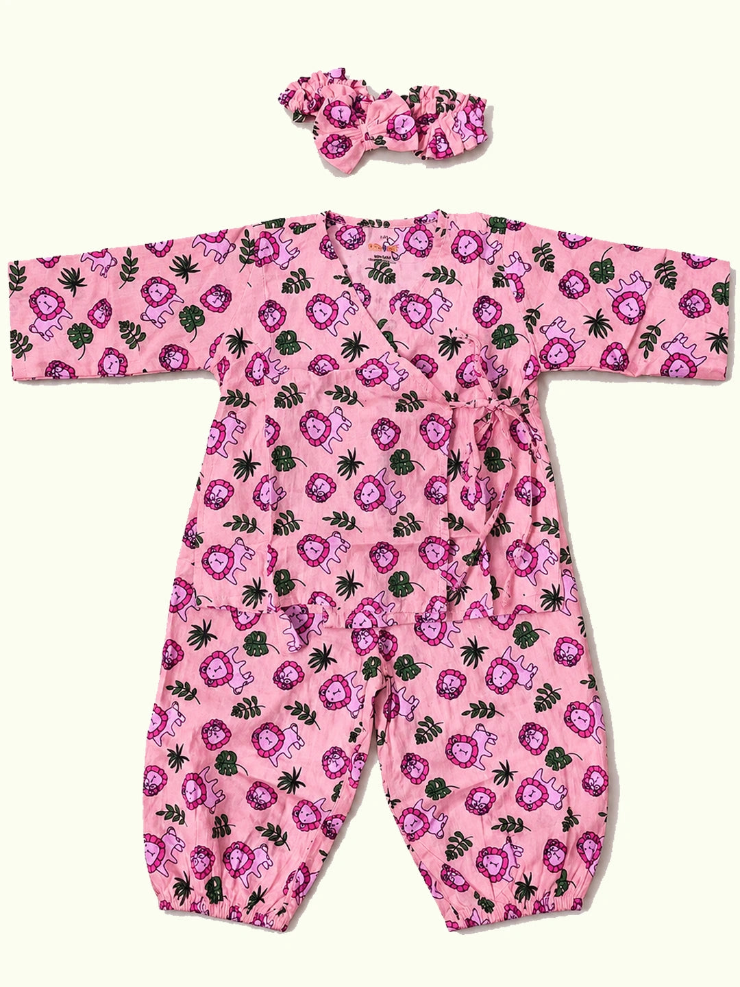 BownBee Full Sleeve Jhabla & Harem With Hairband For Girls