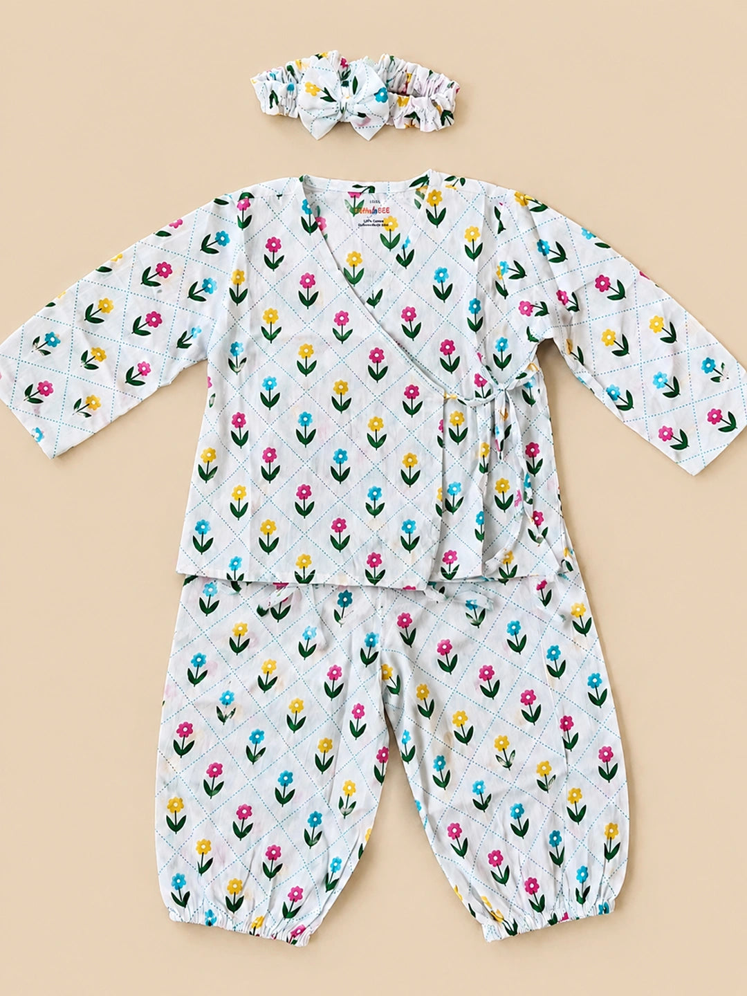 BownBee Full Sleeve Jhabla & Harem With Hairband For Girls