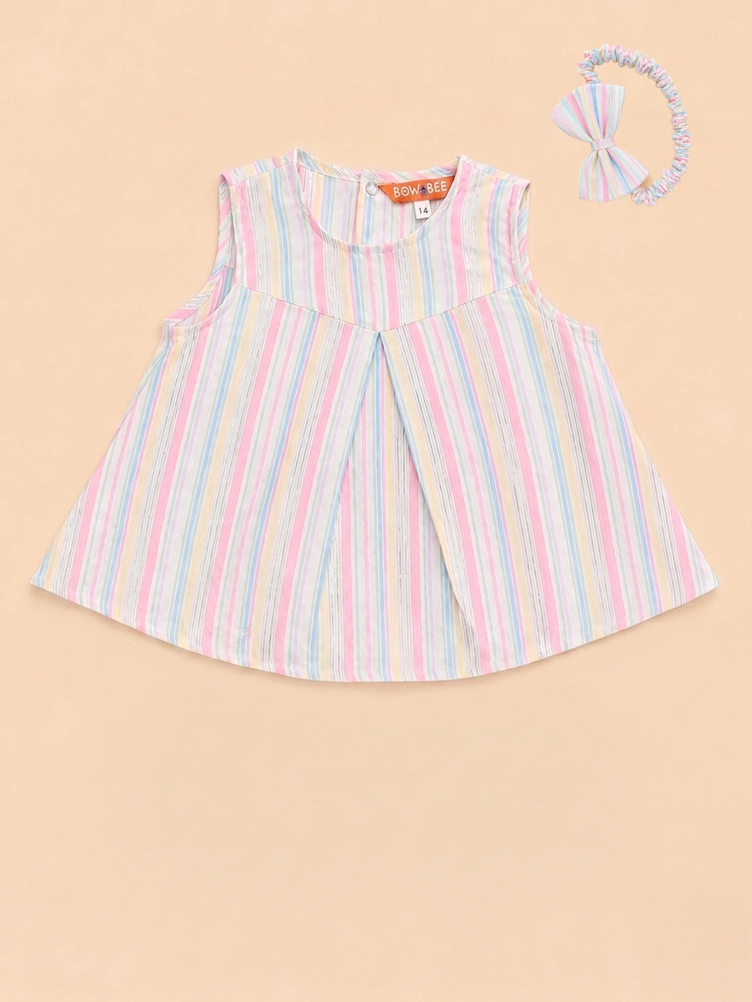 BownBee Sleeveless Jhabla & Shorts With Hairband For Girls