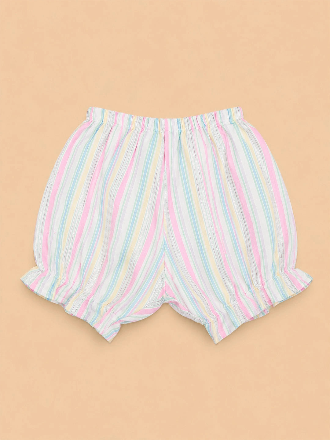 BownBee Sleeveless Jhabla & Shorts With Hairband For Girls