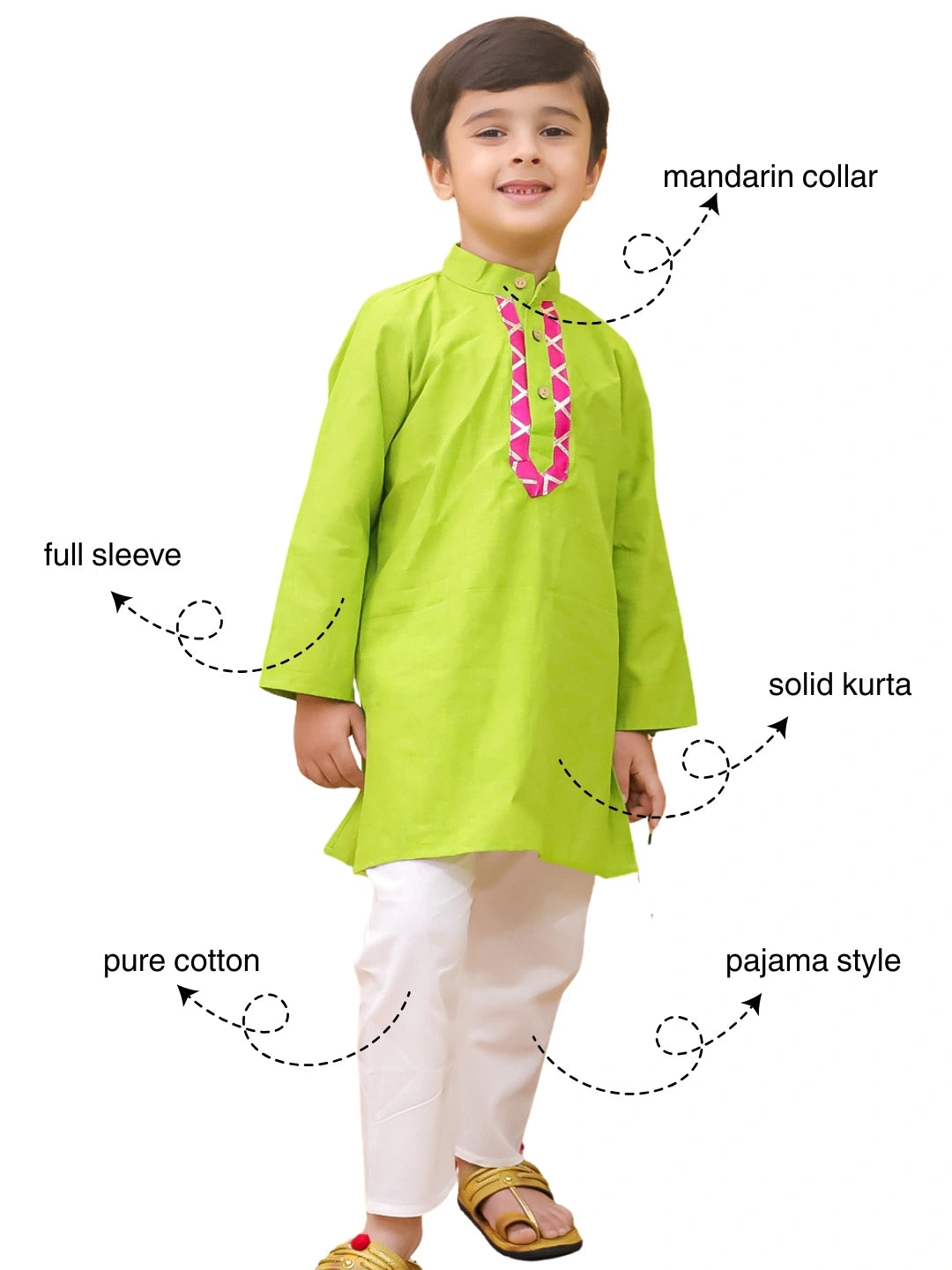 BownBee Full Sleeve Cotton Kurta Pajama Set For Boys