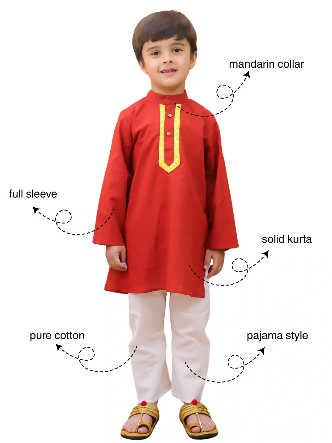 BownBee Full Sleeve Cotton Kurta Pajama Set For Boys