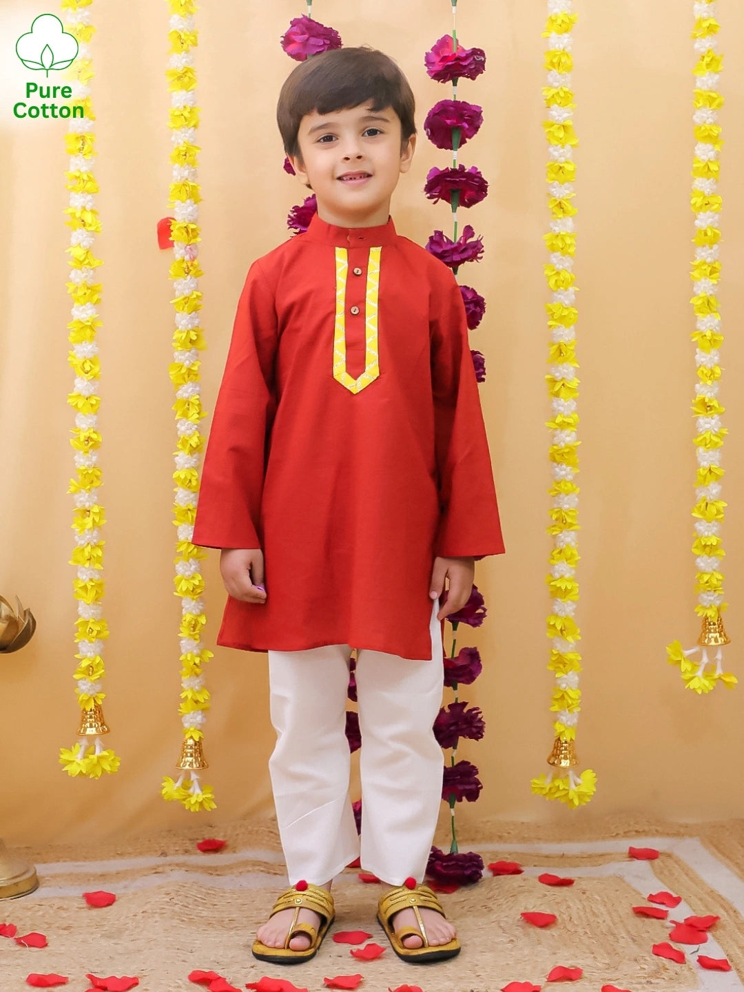 BownBee Full Sleeve Cotton Kurta Pajama Set For Boys
