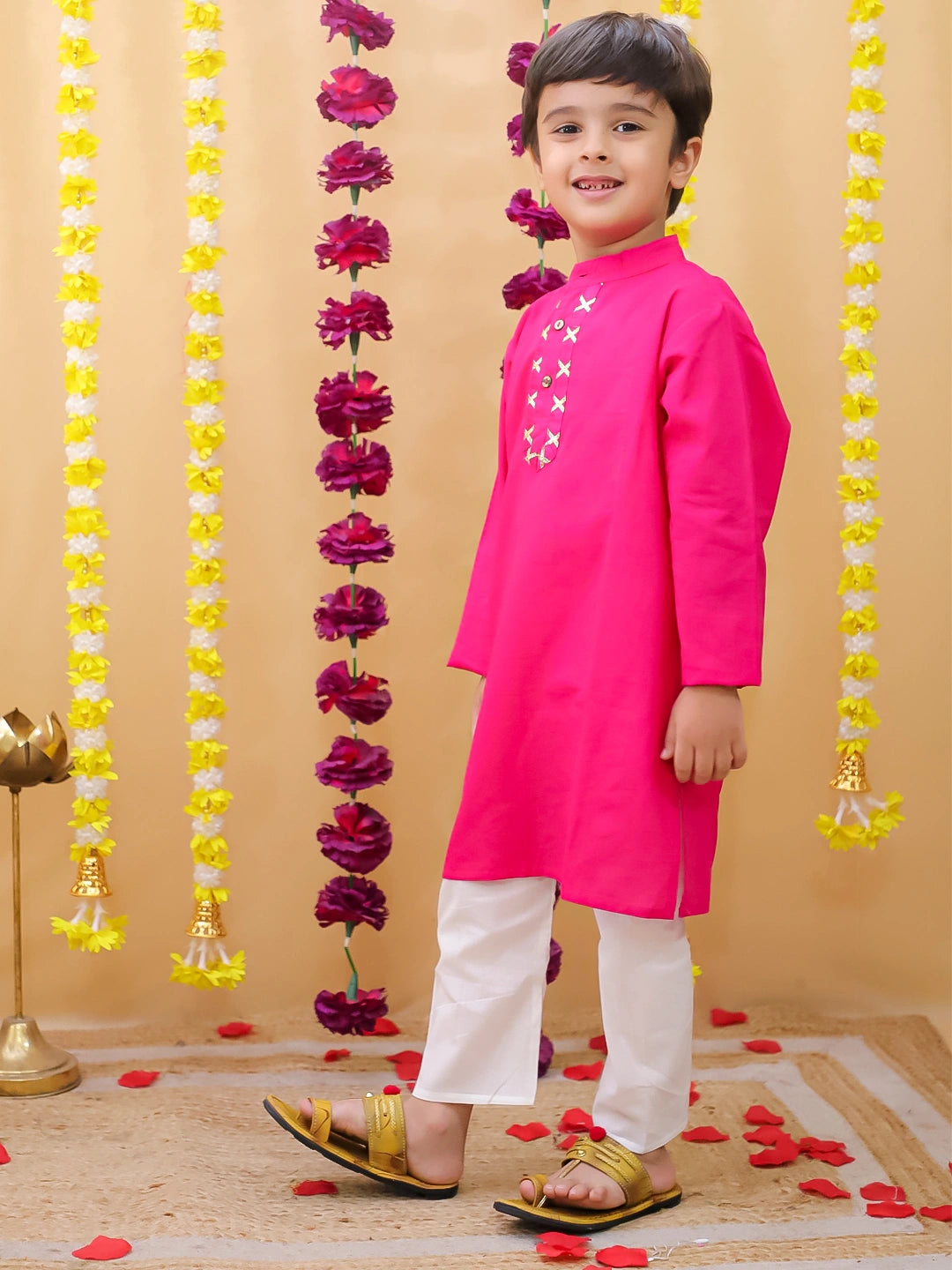 BownBee Full Sleeve Cotton Kurta Pajama Set For Boys