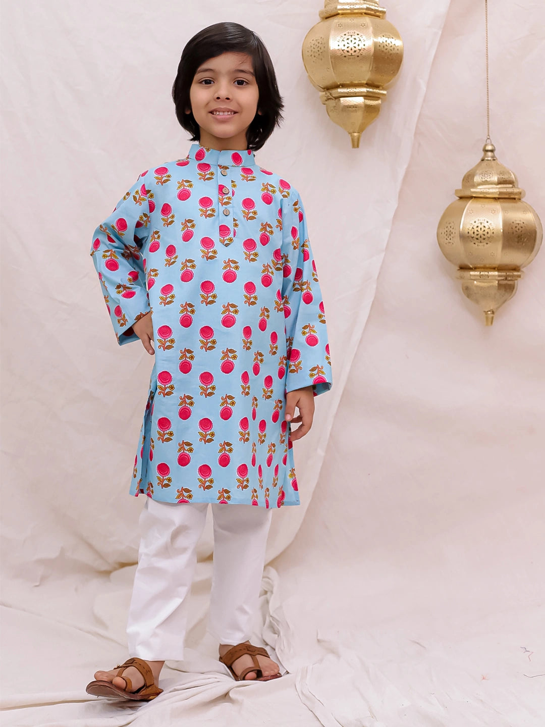 BownBee  Full Sleeves  Kurta Pajama Set For Boys - Blue