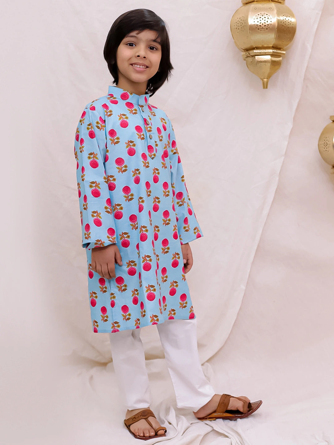 BownBee  Full Sleeves  Kurta Pajama Set For Boys - Blue