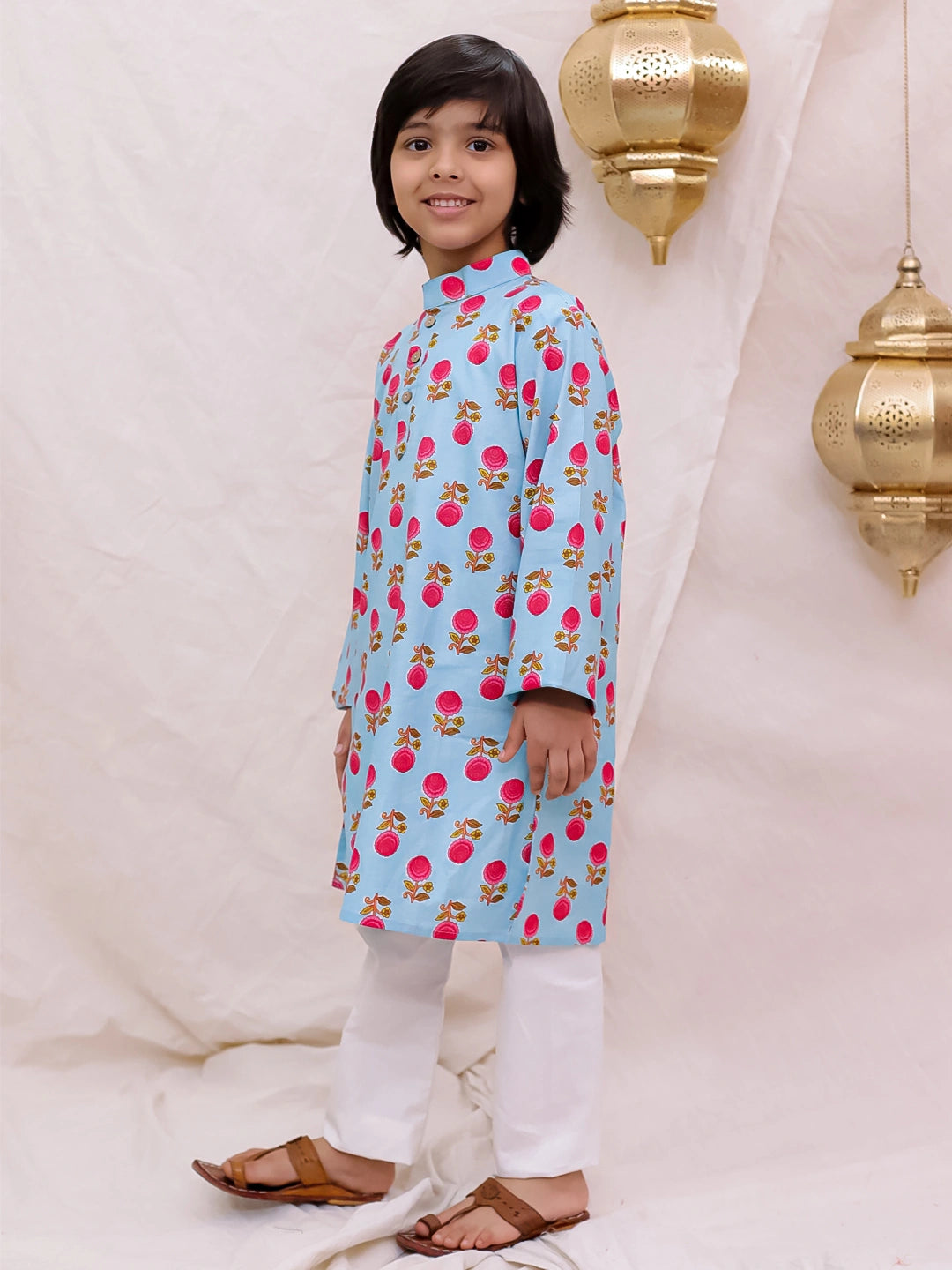 BownBee  Full Sleeves  Kurta Pajama Set For Boys - Blue
