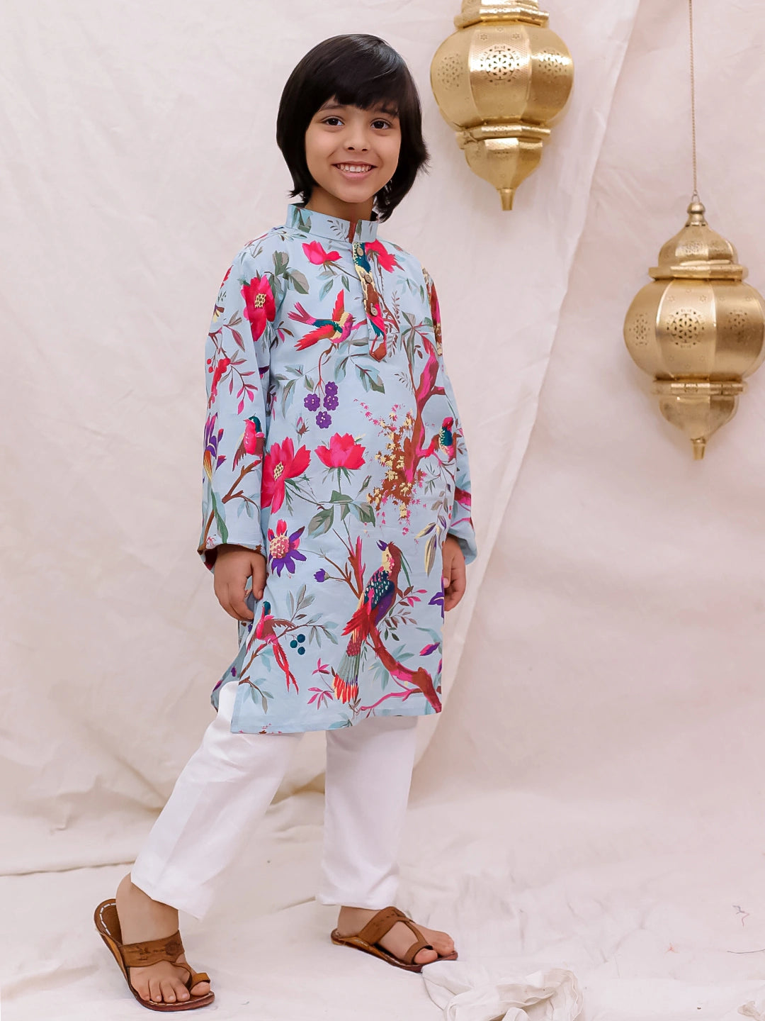 BownBee  Full Sleeves  Kurta Pajama Set For Boys - Blue