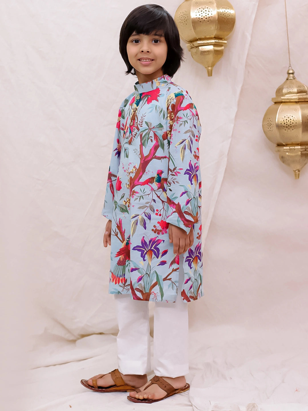 BownBee  Full Sleeves  Kurta Pajama Set For Boys - Blue