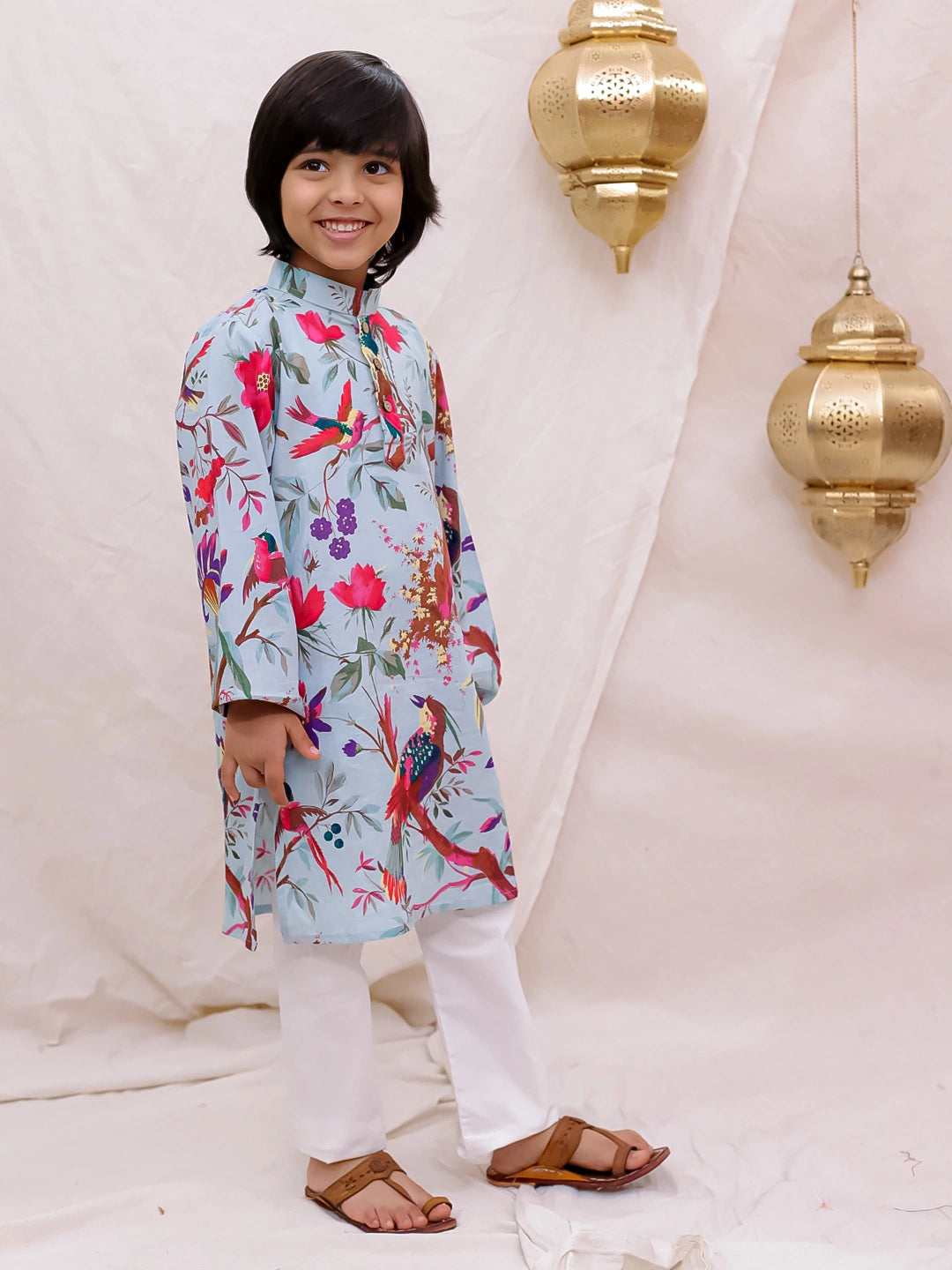 BownBee  Full Sleeves  Kurta Pajama Set For Boys - Blue