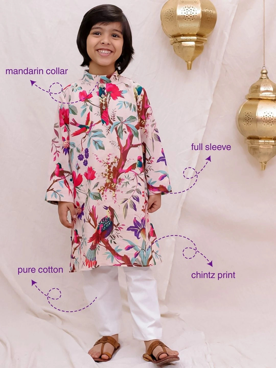 BownBee  Full Sleeves  Kurta Pajama Set For Boys - Blue