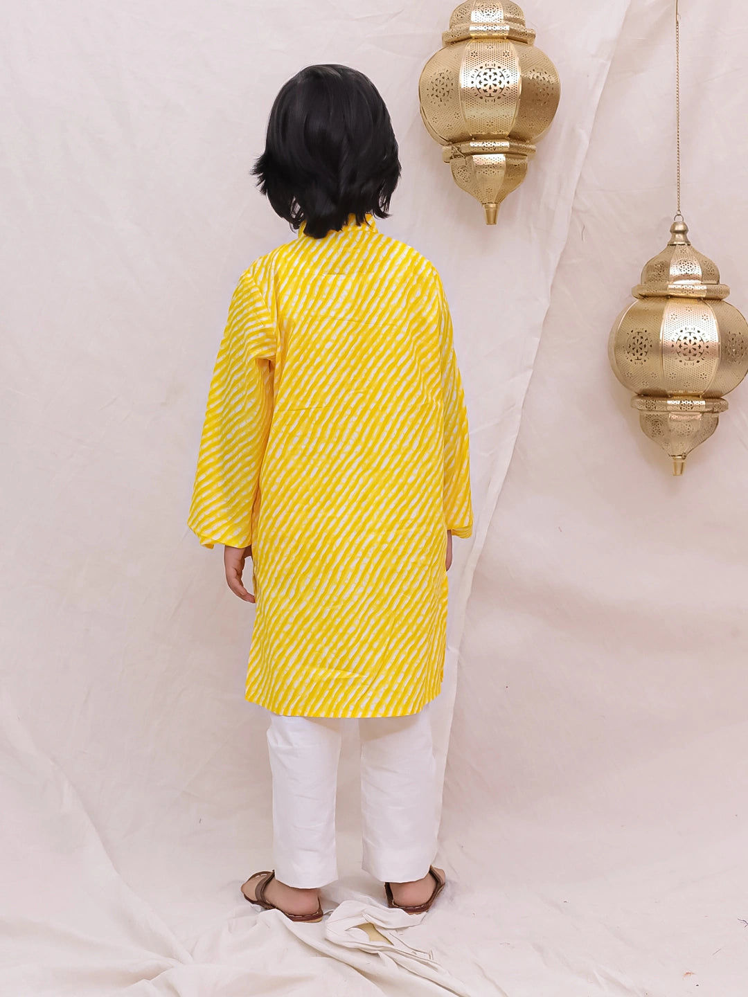 BownBee  Full Sleeves  Kurta Pajama Set For Boys - Yellow